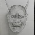 masque hannya  du théâtre nô: mine graphite , 24x32cms . 50 euros.