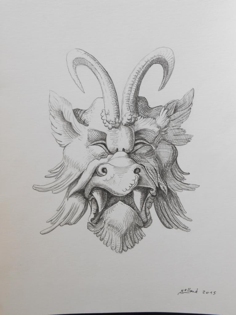 gargouille , mine graphite, 24x32cms .50 euros.