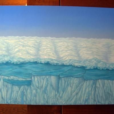 glacier,huile sur bois; 42,5x28cm.Prix150 euros