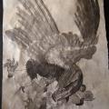 aigle et singe : encre de chine sur papier artisanal .100 euros