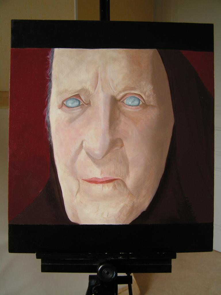 la vieille :huile sur bois 30x34 cm: 200 euros